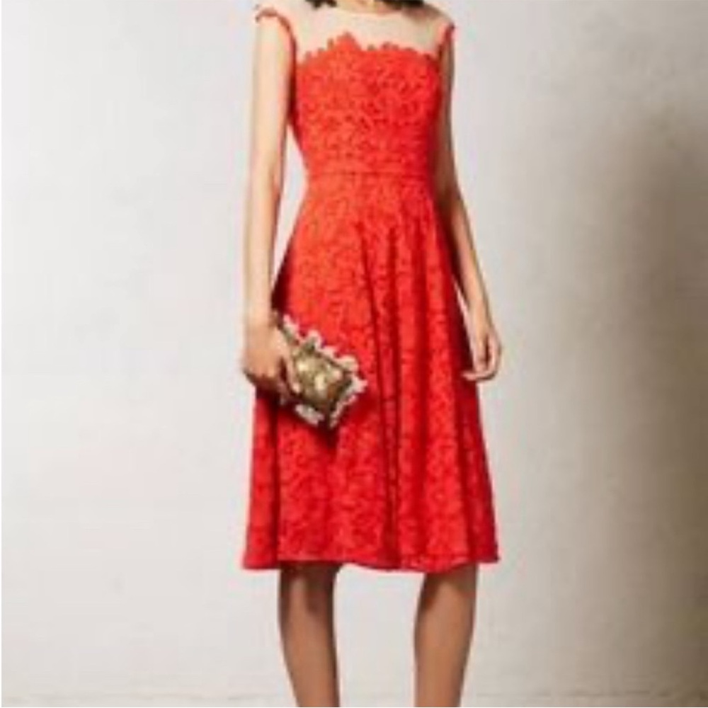 Anthropologie Mirror of Venus Redish Orange Sundress Square Neck Sleeveless